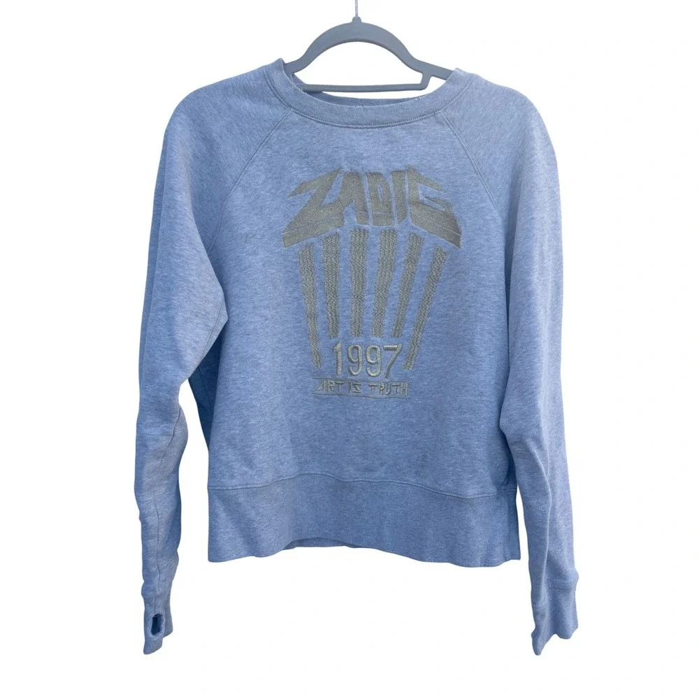 Zadig &‎ Voltaire Art Is Truth 1997 Gray Sweatshirt XS Metallic Logo